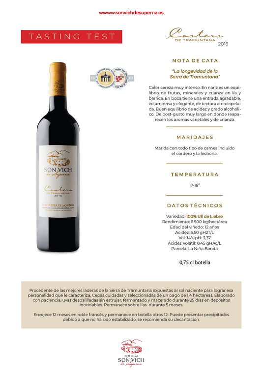 Son Vich De Superna Costers 2016 (750ml)
